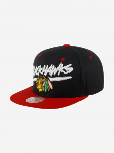 Бейсболка с прямым козырьком MITCHELL NESS HHSS5735-CBHYYPPPBKRD Chicago Blackhawks NHL (черный), Черный