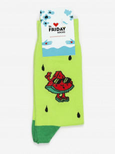 Носки с рисунками St. Friday Socks - Долька арбуза, Зеленый