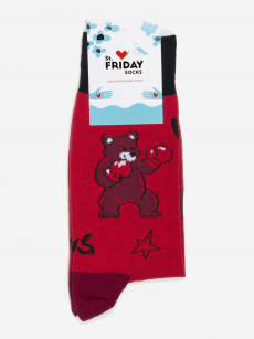 Носки с рисунками St. Friday Socks - Мошки против мишки, Красный