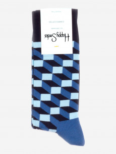 Носки с рисунками Happy Socks, Filled Optic Blue Black Light Blue, Синий