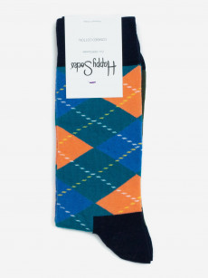 Носки с рисунками Happy Socks, Argyle Green Blue Orange, Синий