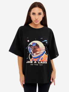 Футболка женская Bona Fide OVERSIZE T-shirt "Laika", Черный