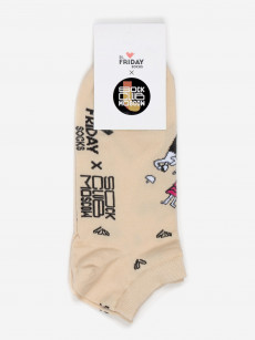 Носки короткие с рисунками St. Friday Socks x Sock Club Moscow - Отдыхающие, Бежевый