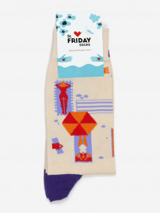 Носки с рисунками St. Friday Socks, Галечный пляж, Бежевый