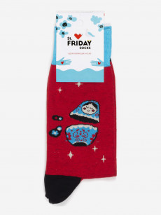 Носки с рисунками St. Friday Socks, Матрёшки, Красный