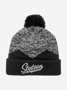 Шапка с помпоном STETSON 8599125 BEANIE POMPOM (черный), Черный