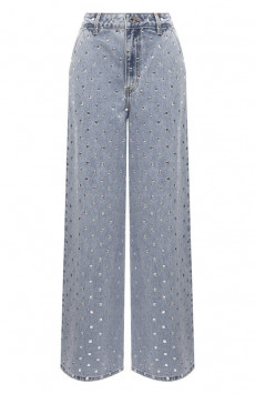 Джинсы с отделкой стразами self-portrait