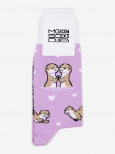 Носки с рисунками Moscowsocksclub, Зверята, Выдры, Фиолетовый