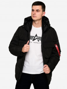 Куртка мужская зимняя Hooded Puffer Alpha Industries, Черный