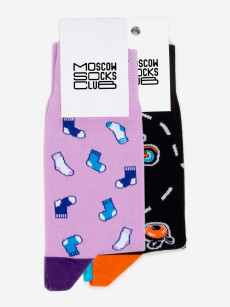 Комплект носков MoscowSocksClub, Носочки Велосипеды, Две пары носков, Фиолетовый