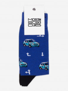 Носки с рисунками Moscowsocksclub, Транспорт, Машинки, Синий