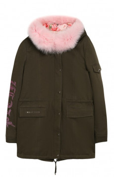 Хлопковая парка с меховой отделкой на капюшоне Philipp Plein