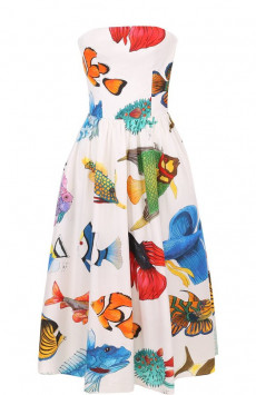 Хлопковое платье-бюстье с принтом Stella Jean