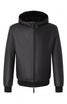 Кожаный бомбер с подкладкой из бобра MVST