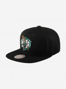 Бейсболка с прямым козырьком MITCHELL NESS HHSS7689-BCEYYPPPBLCK Boston Celtics NBA (черный), Черный